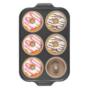 BRONYPRO Silicone Donut Pan for Baking with Metal Frame, 3.35 Inch Large doughnut pan,donut molds for baking Nonstick Non Toxic Bakeware for Oven, Brown