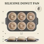 BRONYPRO Silicone Donut Pan for Baking with Metal Frame, 3.35 Inch Large doughnut pan,donut molds for baking Nonstick Non Toxic Bakeware for Oven, Brown