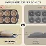 BRONYPRO Silicone Donut Pan for Baking with Metal Frame, 3.35 Inch Large doughnut pan,donut molds for baking Nonstick Non Toxic Bakeware for Oven, Brown
