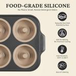 BRONYPRO Silicone Donut Pan for Baking with Metal Frame, 3.35 Inch Large doughnut pan,donut molds for baking Nonstick Non Toxic Bakeware for Oven, Brown