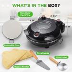 NutriChef Electric Pizza Oven | 1200W Countertop Pizza Maker with Temperature Control & Thermometer | Viewing Window for Precise Cooking | Heats up to 800˚F | Easy to Clean Non-Stick Coating (Black)