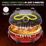 NutriChef Electric Pizza Oven | 1200W Countertop Pizza Maker with Temperature Control & Thermometer | Viewing Window for Precise Cooking | Heats up to 800˚F | Easy to Clean Non-Stick Coating (Black)