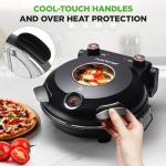 NutriChef Electric Pizza Oven | 1200W Countertop Pizza Maker with Temperature Control & Thermometer | Viewing Window for Precise Cooking | Heats up to 800˚F | Easy to Clean Non-Stick Coating (Black)
