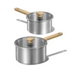 CAROTE 1.5Qt & 2.5Qt Stainless Steel Sauce Pan Set with Lid, 3-ply Base, Non-Toxic PTFE & PFOA Free Saucepan, Induction Cookware Set, Small Kitchen Pots, Stay-Cool Handles