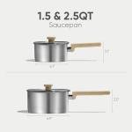 CAROTE 1.5Qt & 2.5Qt Stainless Steel Sauce Pan Set with Lid, 3-ply Base, Non-Toxic PTFE & PFOA Free Saucepan, Induction Cookware Set, Small Kitchen Pots, Stay-Cool Handles