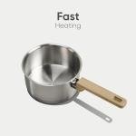 CAROTE 1.5Qt & 2.5Qt Stainless Steel Sauce Pan Set with Lid, 3-ply Base, Non-Toxic PTFE & PFOA Free Saucepan, Induction Cookware Set, Small Kitchen Pots, Stay-Cool Handles