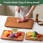 Wood Cutting Boards For Kitchen, Bamboo Cutting Boards With Deep Juice Grooves & Built-In Handles, Charcuterie Board & Chopping Board 2-In-1 Design Wooden Cutting Board New Home Gift ideas for Women