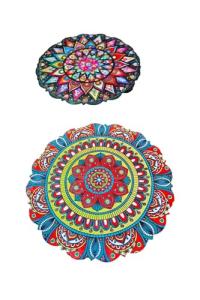 Decorative Mandala Coasters for Drinks, Traditional Style Round Table Protection for Coffee Tea Mug Cup Outdoor Bar Cup Costers, Mixed Design Color (2)