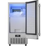 Coolake 15" Commercial Under Counter Ice Maker, 100Lbs/Day Outdoor Ice Maker with 30 Lbs Storage, Stainless Steel Gravity Drainage Freestanding Built-in Ice Machine for Home Bar Garage Kitchen