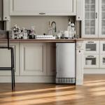 Coolake 15" Commercial Under Counter Ice Maker, 100Lbs/Day Outdoor Ice Maker with 30 Lbs Storage, Stainless Steel Gravity Drainage Freestanding Built-in Ice Machine for Home Bar Garage Kitchen