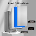 Coolake 15" Commercial Under Counter Ice Maker, 100Lbs/Day Outdoor Ice Maker with 30 Lbs Storage, Stainless Steel Gravity Drainage Freestanding Built-in Ice Machine for Home Bar Garage Kitchen