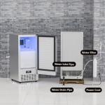 Coolake 15" Commercial Under Counter Ice Maker, 100Lbs/Day Outdoor Ice Maker with 30 Lbs Storage, Stainless Steel Gravity Drainage Freestanding Built-in Ice Machine for Home Bar Garage Kitchen