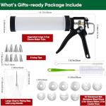 AlgoELF 3in1 Manual Spritz Cookie Press Gun Set, Churrera Churro Maker Machine, Large 2-Cup Capacity, 1 Piping Bag and Tip, 10 Churro and Cookie Discs, 8 Icing Nozzles, 2 Cleaning Brushes