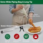 AlgoELF 3in1 Manual Spritz Cookie Press Gun Set, Churrera Churro Maker Machine, Large 2-Cup Capacity, 1 Piping Bag and Tip, 10 Churro and Cookie Discs, 8 Icing Nozzles, 2 Cleaning Brushes