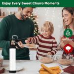 AlgoELF 3in1 Manual Spritz Cookie Press Gun Set, Churrera Churro Maker Machine, Large 2-Cup Capacity, 1 Piping Bag and Tip, 10 Churro and Cookie Discs, 8 Icing Nozzles, 2 Cleaning Brushes