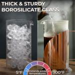 Cafe Du Chateau Stainless Steel French Press Coffee Maker 34 oz - Easy to Use Insulated Coffee Press with 4-Level Filtration, Manual Brewer for Tea, Camping & Travel with BPA Free, Durable Clear Glass