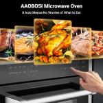 AAOBOSI 24 Inch Built in Microwave Convection Oven,1.6 Cu.Ft Wall Microwave Ovens Air Fryer Combos(upgraded), 1000Watt Power Sensor&Auto Cook, 12 Cooking Modes, Drop Down Door,Stainless Steel