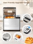 KBS 2LB 19-in-1 Programmable Bread Maker, Stainless Steel Bread Machine with Nonstick Ceramic Pan,650W Bread Maker Machine with 15H Timer&1H Keep Warm,Sourdough,Gluten Free,3 Colors,53 Recipes,Silver