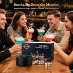AMZSEAT Electric Whiskey Smoker Kit-Rechargeable Cocktail Smoker Set with 6 Wood Chips - Unique Bourbon & Old Fashioned Drinks Smoker, Ideal Christmas, Birthday, Gifts for Men, Dad, Husband