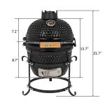 ROVSUN Kamado Charcoal Grill and Smoker with Cast Iron Grate, Portable, Best Small BBQ Grill for Indoor/Outdoor Use, 13’’ Mini Max, Black