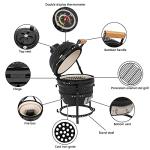 ROVSUN Kamado Charcoal Grill and Smoker with Cast Iron Grate, Portable, Best Small BBQ Grill for Indoor/Outdoor Use, 13’’ Mini Max, Black