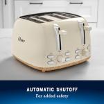 Oster 4-Slice Toaster with Extra Wide Slots, Bagel Toaster, Oat Milk