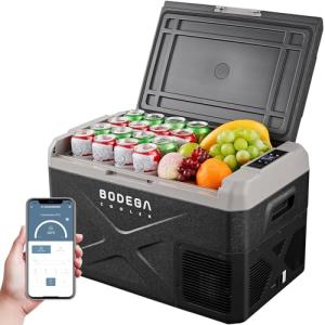 BODEGACOOLER 12 Volt Car Refrigerator, Electric Cooler Portable Freezer APP Control, 32Quart(30L) RV Car Fridge-4℉-68℉, 12/24V DC100-240 Volt AC for Outdoor Camping Travel Vehicles Home Use, Black