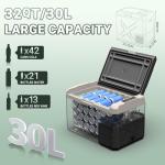 BODEGACOOLER 12 Volt Car Refrigerator, Electric Cooler Portable Freezer APP Control, 32Quart(30L) RV Car Fridge-4℉-68℉, 12/24V DC100-240 Volt AC for Outdoor Camping Travel Vehicles Home Use, Black