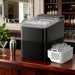 Countertop Ice Maker, 9 Bullet Ice in Just 6 Mins, 27 lbs Daily Output, Ice Machine with Ice Scoop and Basket, 2 Ice Sizes, Self-Cleaning, Ideal for Home/Kitchen/Office/Bar
