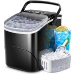 Crzoe Ice Makers Countertop with Handle, 2 Sizes of Ice, 9 Bullet Ice Cubes in 6 Mins, 26Lbs/24H, Portable Ice Maker with Self-Cleaning, Ice Machine for Home&Kitchen&Office&Party