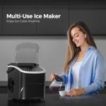 Crzoe Ice Makers Countertop with Handle, 2 Sizes of Ice, 9 Bullet Ice Cubes in 6 Mins, 26Lbs/24H, Portable Ice Maker with Self-Cleaning, Ice Machine for Home&Kitchen&Office&Party