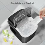 Crzoe Ice Makers Countertop with Handle, 2 Sizes of Ice, 9 Bullet Ice Cubes in 6 Mins, 26Lbs/24H, Portable Ice Maker with Self-Cleaning, Ice Machine for Home&Kitchen&Office&Party