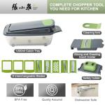 8-in-1 Vegetable Chopper with Container - Veggie Onion Salad Chopper, Mandoline Slicer, French Fry Cutter, Kitchen Gadgets with Cleaning Tools