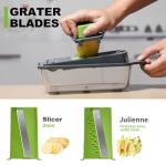 8-in-1 Vegetable Chopper with Container - Veggie Onion Salad Chopper, Mandoline Slicer, French Fry Cutter, Kitchen Gadgets with Cleaning Tools