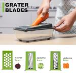 8-in-1 Vegetable Chopper with Container - Veggie Onion Salad Chopper, Mandoline Slicer, French Fry Cutter, Kitchen Gadgets with Cleaning Tools