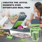 8-in-1 Vegetable Chopper with Container - Veggie Onion Salad Chopper, Mandoline Slicer, French Fry Cutter, Kitchen Gadgets with Cleaning Tools