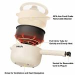 Dezin Electric Cooker, 2L Non-Stick Sauté Pan, Rapid Noodles Cooker, Mini Pot for Steak, Egg, Fried Rice, Ramen, Oatmeal, Soup with Power Adjustment, College Dorm Room Essential(Egg Rack Included)