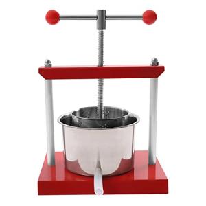 Cheese Fruit Wine Manual Press Machine 3L/0.8gal Stainless Steel Barrels Honey Presser w/T-shaped Handle Fruit Press Making Equipment for Pressing Juice, Vegetable, Wine, Cider (3L/0.8gal)
