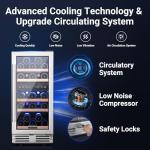 BODEGA 15 Inch Wine Fridge Dual Zone, 30 Bottle, Black Under Counter Freestanding Wine Cooler For Home and Kitchen, with Double-Layer Glass Door, Digital Temperature Control and Temperature Memory.