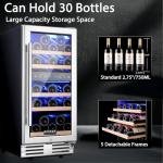 BODEGA 15 Inch Wine Fridge Dual Zone, 30 Bottle, Black Under Counter Freestanding Wine Cooler For Home and Kitchen, with Double-Layer Glass Door, Digital Temperature Control and Temperature Memory.