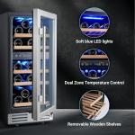 BODEGA 15 Inch Wine Fridge Dual Zone, 30 Bottle, Black Under Counter Freestanding Wine Cooler For Home and Kitchen, with Double-Layer Glass Door, Digital Temperature Control and Temperature Memory.
