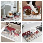 Christma Snowman Dish Drying Mat Winter Snowflake Large Kitchen Mats Dish Drying Pad Red Absorbent Dish Dryer Mat for Kitchen Countertops Microfiber Drainer Pad Dish Drying Mats (18x24 in)