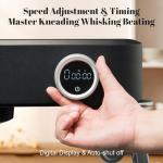 Kraftsman Stand Mixer All Metal - Heavy Duty Kitchen Standing Mixer 5.3 Quart with 4 Stainless Steel Attachments, DC Motor & Multifunctional Power Hub, 8-Speed & Timer, Lower Noise (Black)