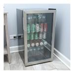 Alera 3.4 Cu. Ft. Beverage Cooler, Stainless Steel/black