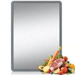 Heavy Duty 304 Stainless Steel Cutting Boards with Lip and Anti-Slip Silicone Gasket, RAOOKIF Double Sided Stainless Steel Chopping Boards for Kitchen, Suitable for Meat, Fruits, Veggies (15"×11")