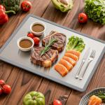 Heavy Duty 304 Stainless Steel Cutting Boards with Lip and Anti-Slip Silicone Gasket, RAOOKIF Double Sided Stainless Steel Chopping Boards for Kitchen, Suitable for Meat, Fruits, Veggies (15"×11")