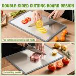 Heavy Duty 304 Stainless Steel Cutting Boards with Lip and Anti-Slip Silicone Gasket, RAOOKIF Double Sided Stainless Steel Chopping Boards for Kitchen, Suitable for Meat, Fruits, Veggies (15"×11")
