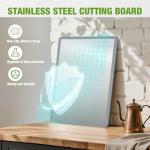 Heavy Duty 304 Stainless Steel Cutting Boards with Lip and Anti-Slip Silicone Gasket, RAOOKIF Double Sided Stainless Steel Chopping Boards for Kitchen, Suitable for Meat, Fruits, Veggies (15"×11")