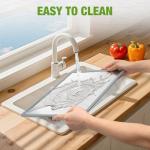 Heavy Duty 304 Stainless Steel Cutting Boards with Lip and Anti-Slip Silicone Gasket, RAOOKIF Double Sided Stainless Steel Chopping Boards for Kitchen, Suitable for Meat, Fruits, Veggies (15"×11")