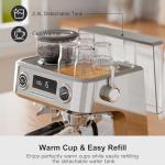 Kismile Dual Boiler Espresso Machine with Grinder, 20 Bar Espresso Maker with Milk Steamer & Hot Water, Dual LED Display, Pressure Gauge, Burr Grinder, coffee Machine for Home&Office, Stainless Steel